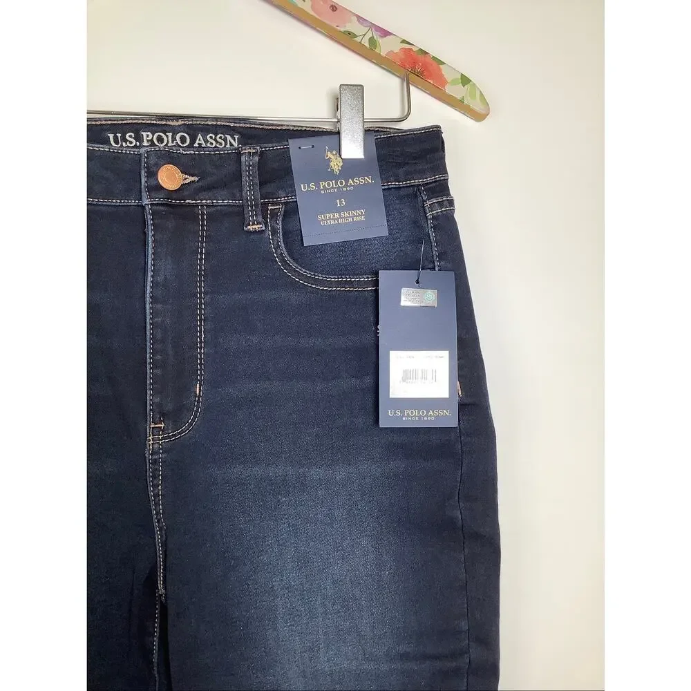 U.S. Polo Assn. Women's 13 Dark Wash Ultra High Rise Super Skinny Jeans P6-1